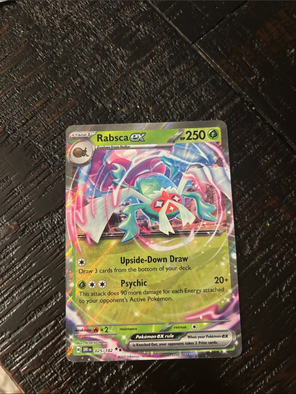 Pokémon Rabsca ex Holo Card - Green, Blue, Pink